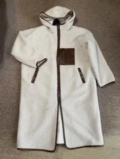 新品未使用！ボアフリースロングコートカーディガンジャケット極暖白もこもこ防寒軽量