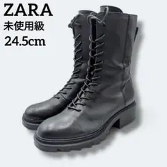 新品未使用タグ付き⭐️ ZARA サイドゴアブーツ 黒 レザー 24cm 太ヒール ZARA（ブーツ）のフリマアイテム一覧