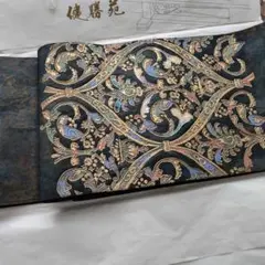 極美品　健勝苑　高級帯　正絹　袋帯　工芸品　和装帯 螺鈿細工　落款