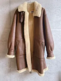 H (エイチ)ブラウンレザー ムートンコート