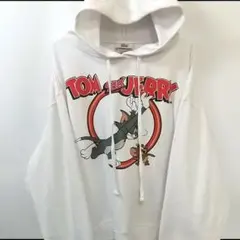 TOM&JERRY トムアンドジェリー パーカー ホワイト L 古着