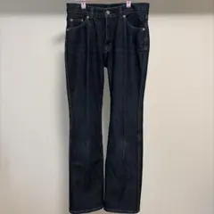 美品 デニム ビースリー フレアパンツ ブーツカット ブラック 34 M ハートのサムネイル