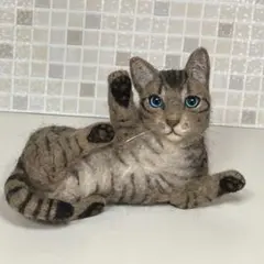 受注商品 キジトラ 子猫 猫 戯れてる 羊毛フェルト ハンドメイド