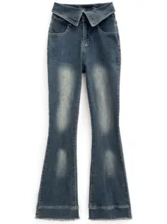 GRL ウエスト折り返しフリンジフレアデニム[ks003] L