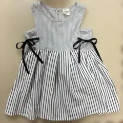 100 Bee des Bee ノースリーブワンピース ストライプ リボン