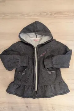 【美品】mezi piano グレー ダブルジップパーカー 120cm