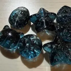《ダークブルー》ハンドメイド　ガラスビーズ　猫　星　ハート　まとめ売り　⑥