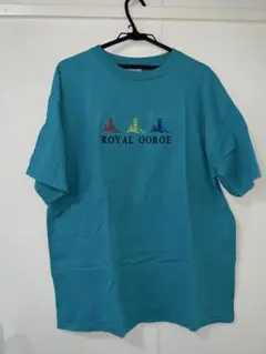 90s TULTEX ロイヤルゴージ 刺繍Tシャツ メンズ XL ターコイズ