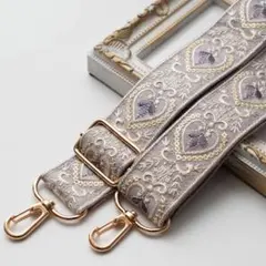 PM308 | インド刺繍リボン スマホストラップ ハート柄　パープル