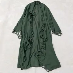 美品◆モユル　カットワーク　カーディガン　カーキ