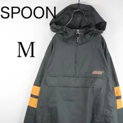 韓国ブランド　古着　SPOON フード付きグレーアノラックジャケット M