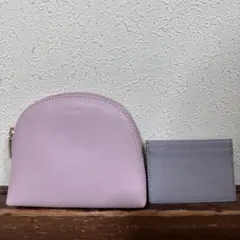FURLAピンクレザーポーチとカードケースセット
