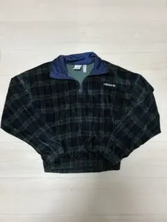 adidas originalsコーデュロイ タータンチェック ハーフジップ S