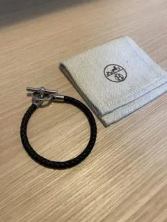 現行品✨未使用品✨エルメス GP×レザー グレナンH ブラック ブレスレット HERMES エルメス グレナンH レザーブレスレット ブラック 黒