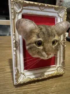 羊毛フェルト 猫 キジトラ フレーム付き