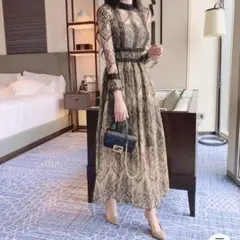 春 XL 大きいサイズ 結婚式 ドレス ロング 総レース 体型カバー お呼ばれ