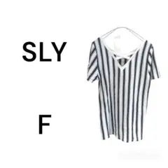SLY スライ　半袖シャツ　ストライプ　綿　コットン　薄め　 春夏 古着　V