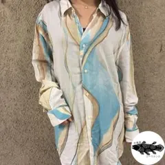 稀有XL⭐︎ZARA 常規版型 長袖襯衫 水彩畫風 嫘縈 垂墜感