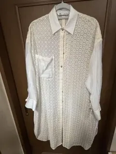 ZABA ホワイト レース模様 シャツジャケット