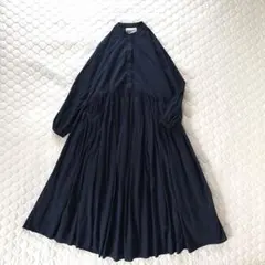 【美品】BEARDSLEY ギャザーワンピース　ネイビー　サイズ1