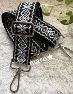 新品✨ショルダーストラップ単品⭐️チロリアン刺繍ブラック❤️スマホショルダーのみ