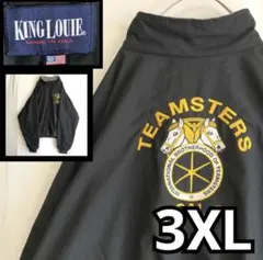 【アメリカ古着】USA製 ブルゾン 黒 刺繍 金 ジップ ビッグサイズ 3XLのサムネイル