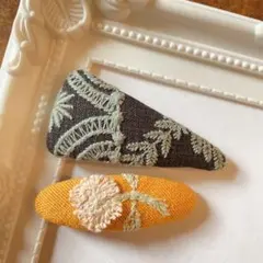 ⑥35ミナペルホネン パッチンピンセット ハンドメイド アクセサリー