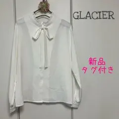 新品タグ付き GLACIER スタンドフリルボウタイブラウス Lサイズ
