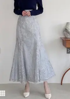 GRL フラワー刺繍チュールマーメイドスカート　tw1226