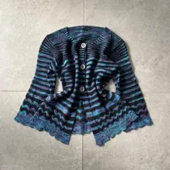 90svintage ボーダーカーディガン　透かし　グランジ　グランマコア　韓国