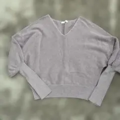 rienda Vネック長袖セーター グレー F