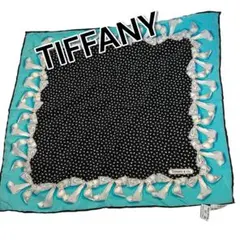 チ*ん様 71707 Tiffany & Co. リボン柄 シルクスカーフ 45