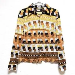 【M】幾何学模様 長袖 シャツ トップス ヴィンテージ 古着 輸入古着 希少