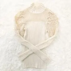 【美品】FRAY ID　シアーパフスリーブニットプルオーバー　2023SS