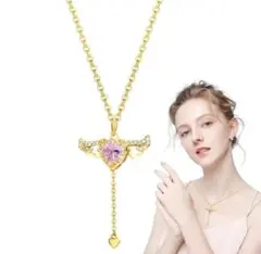 ♡ハート天使 サージカルステンレス 【大人気】✨ネックレス czダイヤ ピンク
