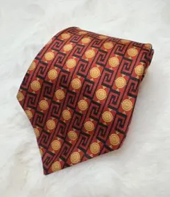 LANVIN 幾何学模様 ネクタイ 赤金