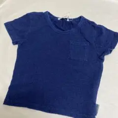ネイビー クルーネック Tシャツ デニム風