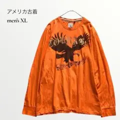 【アメリカ古着】Kenuelo／長袖カットソー イーグル オレンジ XLのサムネイル