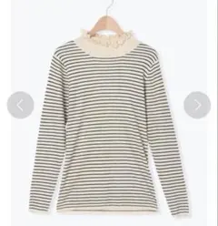 【新品タグ付き】サマンサモスモス　ニットリブフリルタートルネック