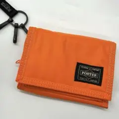 未使用】ポーター　三つ折り財布　カプセル　オレンジ　ストラップ付き