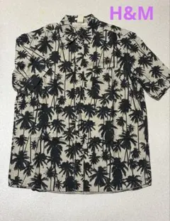 H&M L.O.G.G. パームツリー柄 半袖シャツ M