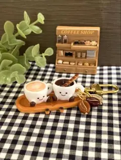 cafe⁑☕コーヒーカップちゃん⁑カフェキーホルダー⁑豆⁑アクセサリーチャーム