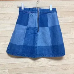 H&M デニムスカート XS ミニスカート チェック柄 ハイウエスト 美品