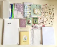 文房具まとめ売り コクヨLIFEノート ペンケース シール メモ 付箋 手帳デコ