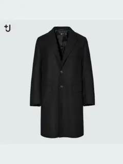 【希少XLサイズ】ユニクロ ＋J チェスターコート ロング ウール ブラック ユニクロ公式 | ウールブレンドチェスターコート