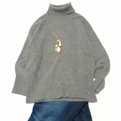 スピックアンドスパン カシミヤ ウール　タートル ニット プルオーバー
