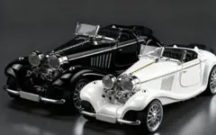 白＋黒　2台セットダイキャストカーモデル 1:36クラシックカーグッズ車モデル