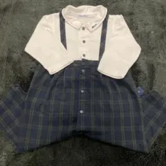 familiar チェック柄ロンパース 70 サロペット風
