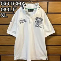 ま*ん様 GOTCHA GOLF 半袖ポロシャツ 白 XL 刺繍ロゴ ゴルフ メ
