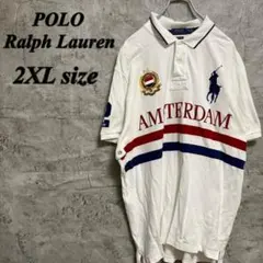 ポロラルフローレン　刺繍　ビックポニー　ロゴ刺繍　古着　2XL